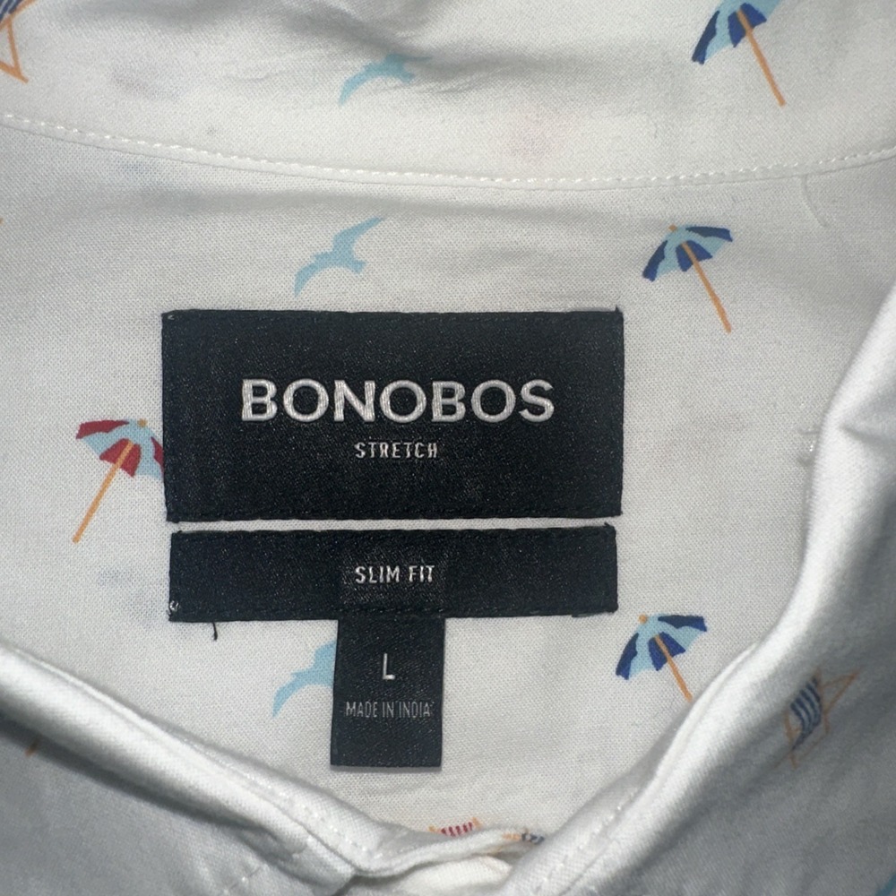 Mens Bonobos Slim Fit Short Sleeve Button Down Shirt Large Beach Tropical EUC - Picture 3 of 5